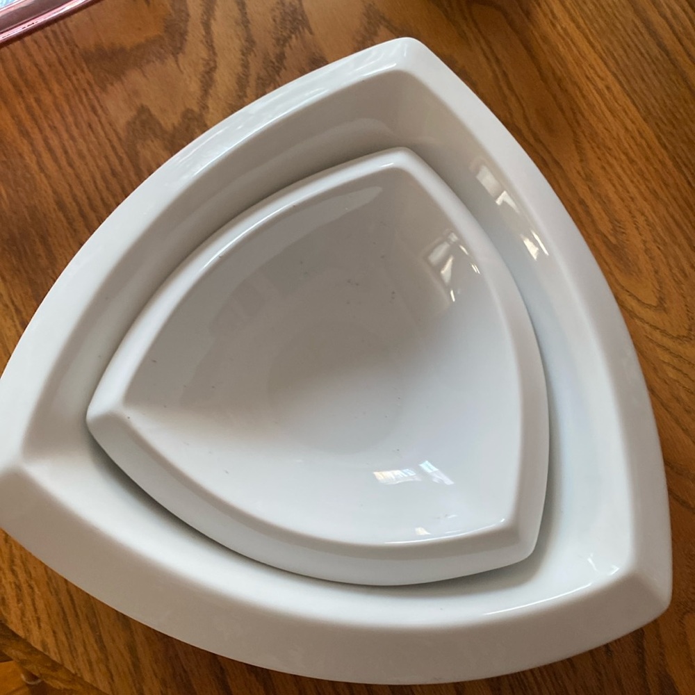 Two Large white ceramic heavy serving platters.